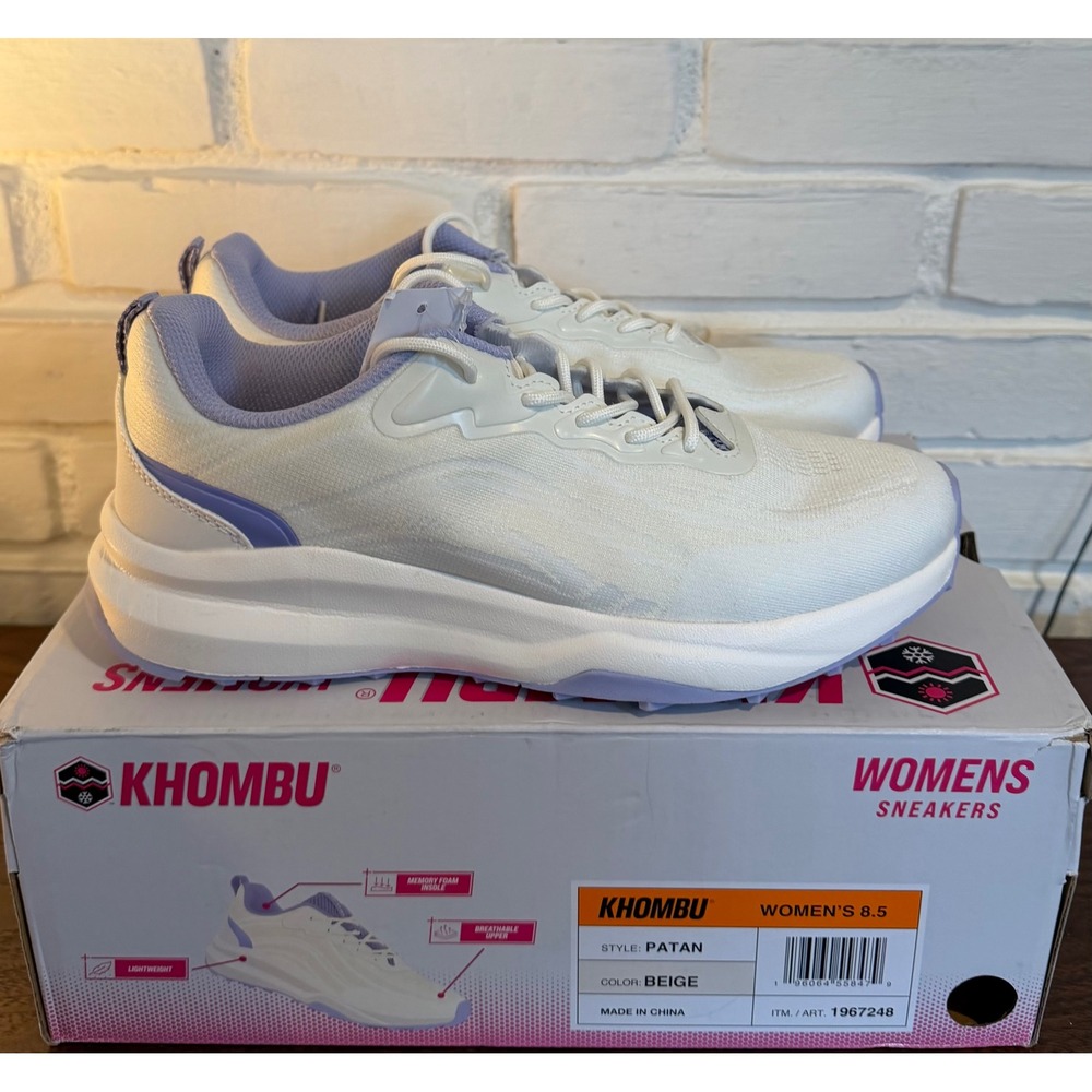 Khombu Patan Womens Sneakers Beige Lavender Memory Foam Athletic Shoes 8.5 NEW